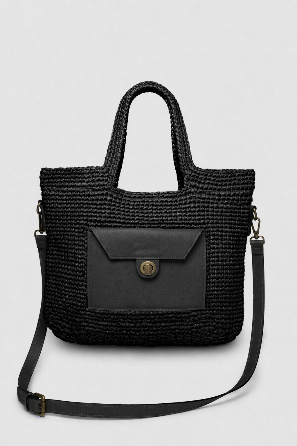 The LIDO Straw Tote Bag, Black